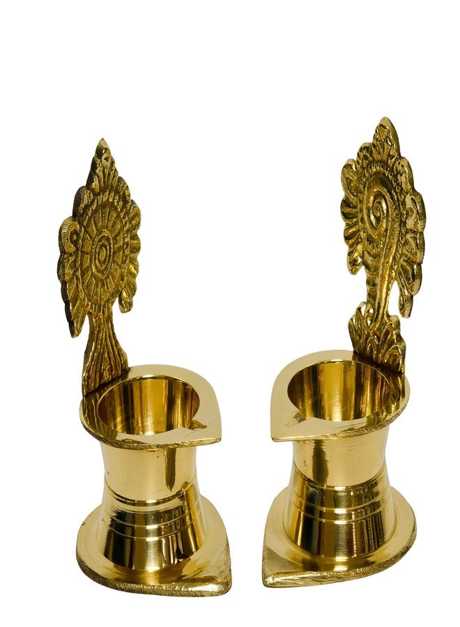 Bhimonee Decor ديكور بيموني | دياس نحاسية لبوجا مجموعة من 2 | مجموعة شانكو شاكرا كاماكشي ديبالو النحاسية | مصنوع يدويًا في الهند | النحاس النقي | الأبعاد: 3 بوصات | 200 جرام لكل مجموعة | - Image 3